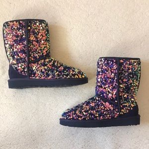 UGG | Purple Classic Sequin Short Bootie Size 6